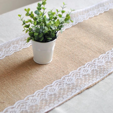 Burlap Lace Table Runner