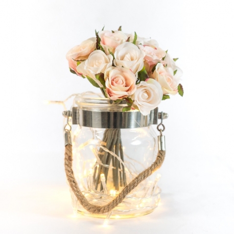 Rustic Glass Jar with Rope Handle