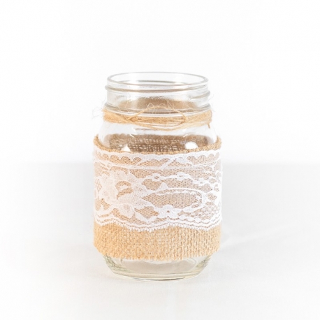 Wedding Burlap Lace Jar