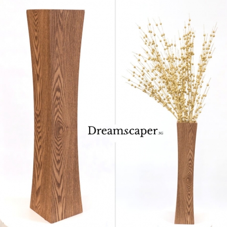 Light brown tall wooden floor vase rental singapore