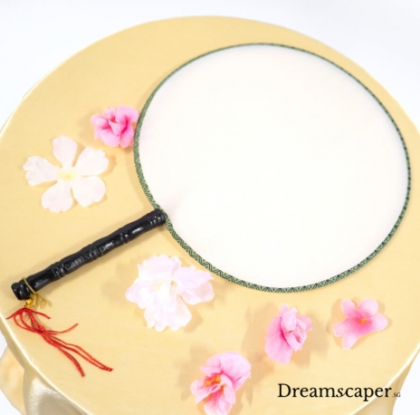 Silk chinese circular fan prop rental