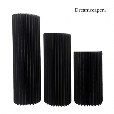 Rent: Black Foldable Plinths Display Cylinder / (set of 3)