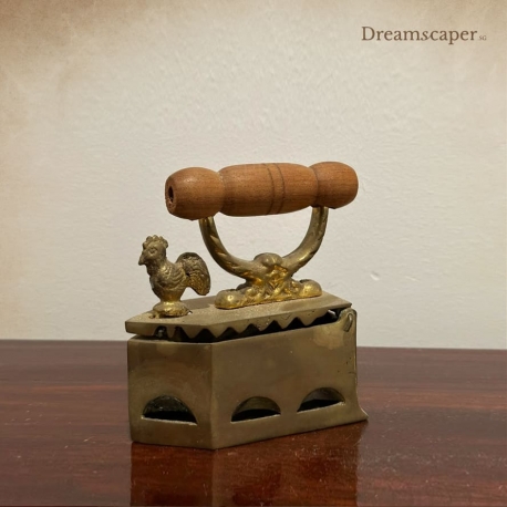 Antique Rooster Brass Coal Iron 