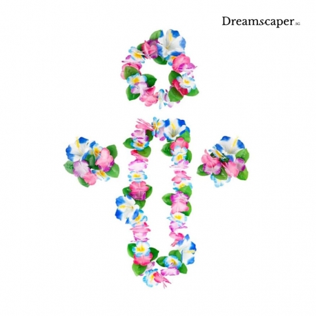 Hawaiian Flower Garland (Blue,Pink)