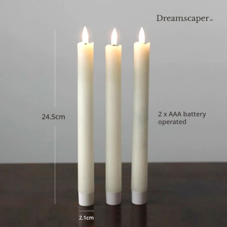 LED Taper Thin Candles (set of 3)