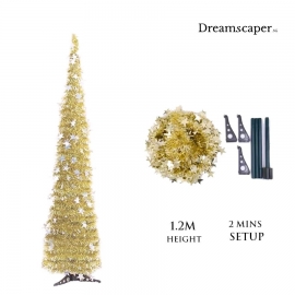 Tall Thin Gold Christmas Tree (1.2m)