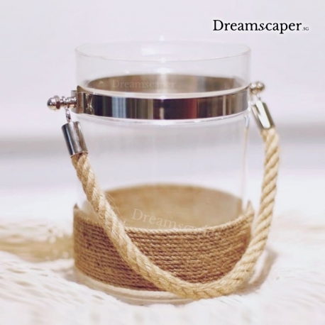 Flower Glass Jar with Rope