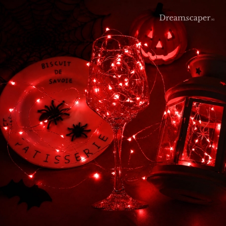 Rent: Wire Fairy Light 2m (Red - Small Flat Battery Pack)