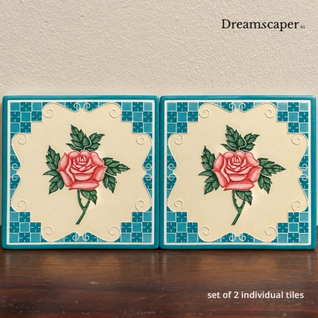 Peranakan Peranakan Turquoise Single Rose (Set of 2)